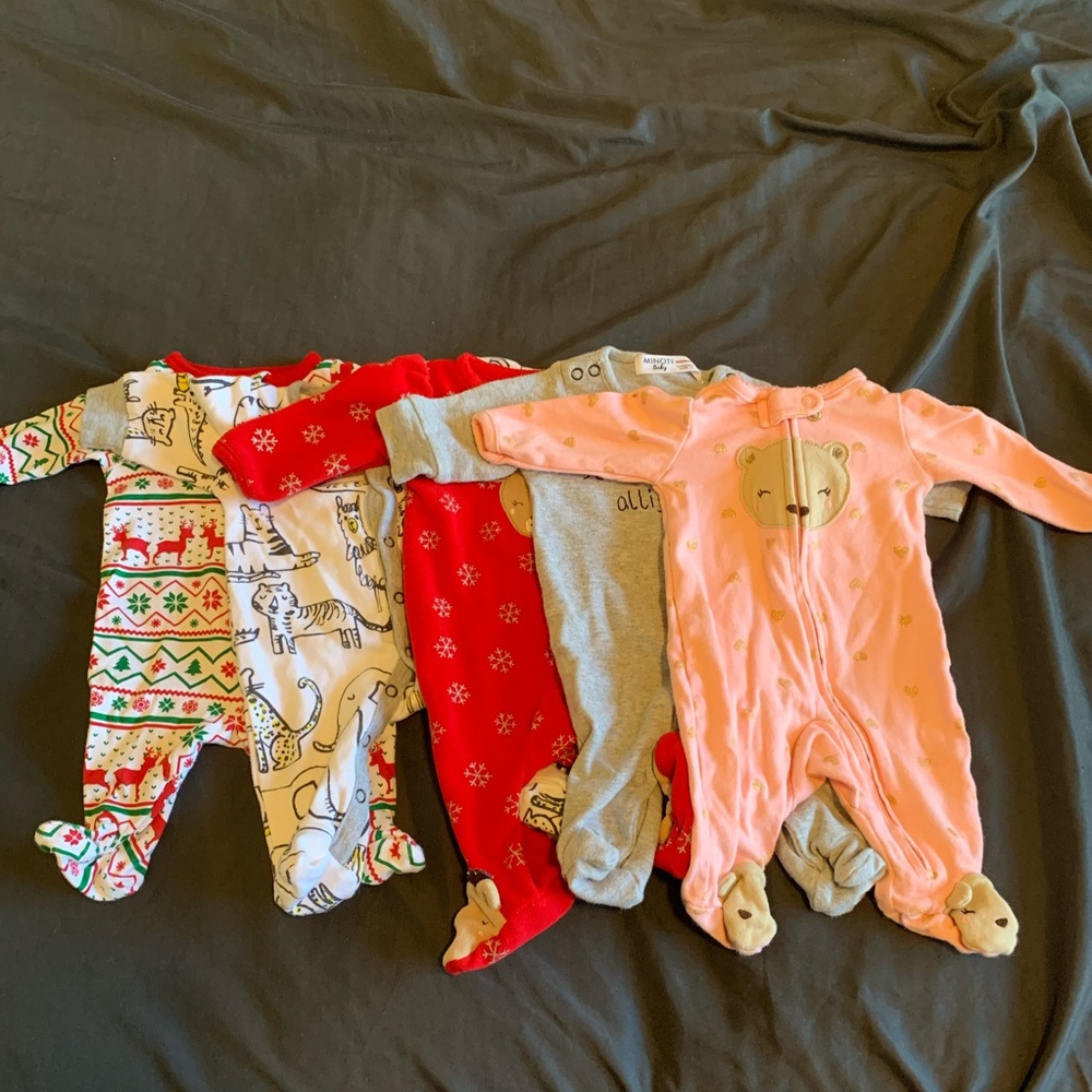 Five (5) Newborn Sleepers/Footies